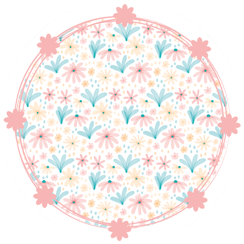 Gentle Bloom Motif floral rug - TenStickers