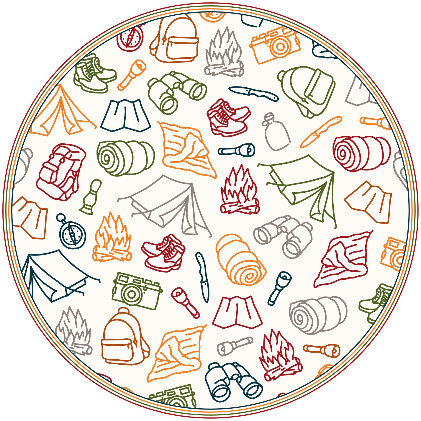 Adventure gear icons kids rug - TenStickers