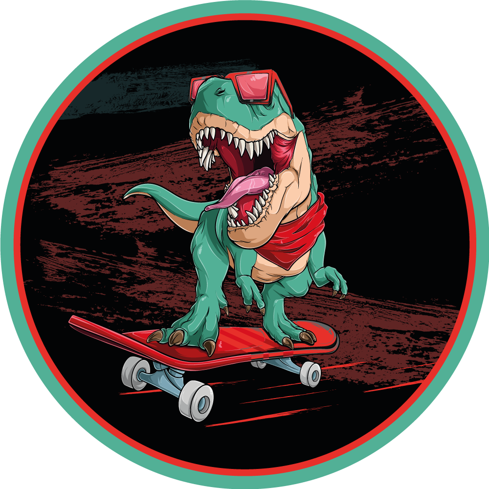 Cool Skateboarding Dinosaur teenage bedroom rug - TenStickers