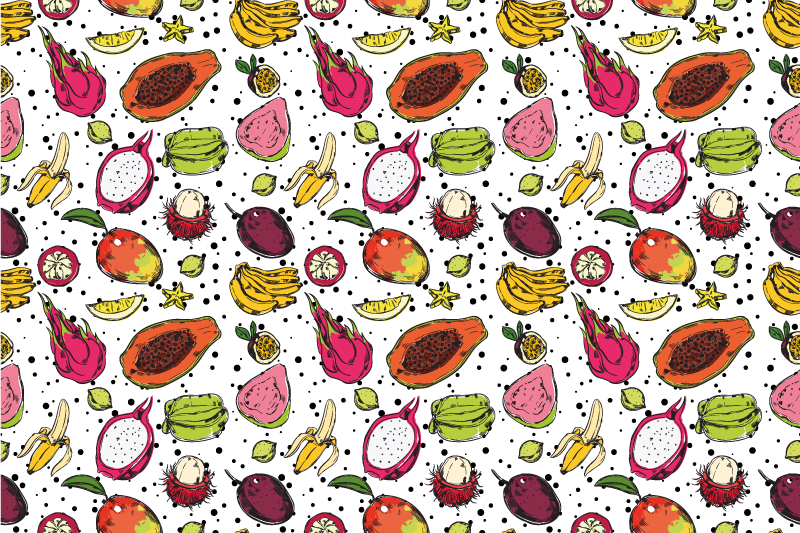 TROPICAL FRUIT PATTERN floral rug - TenStickers