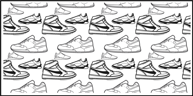Sneaker Outline Pattern teenage bedroom rug - TenStickers