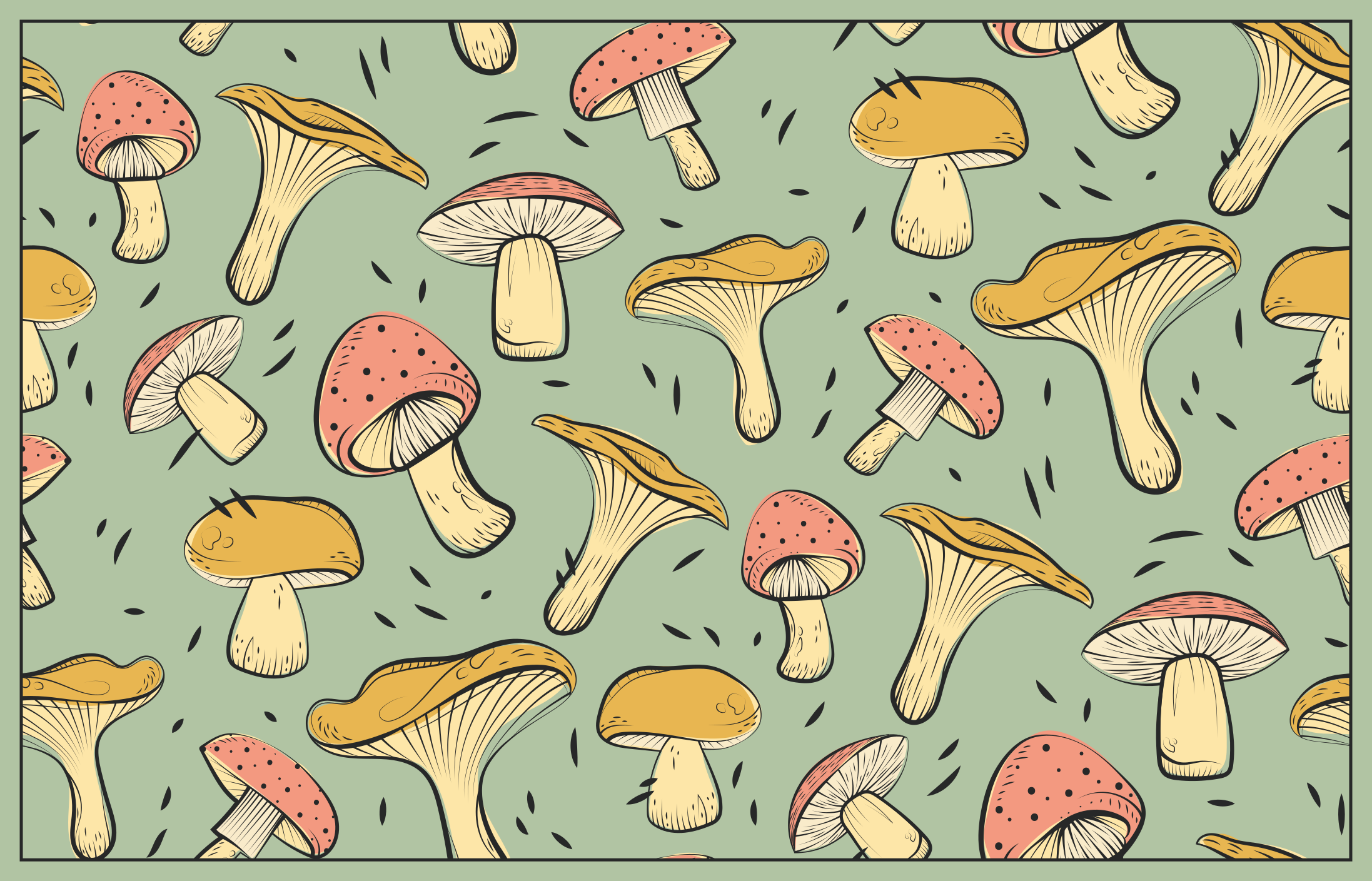 Whimsical Mushroom Patterns nature rug - TenStickers