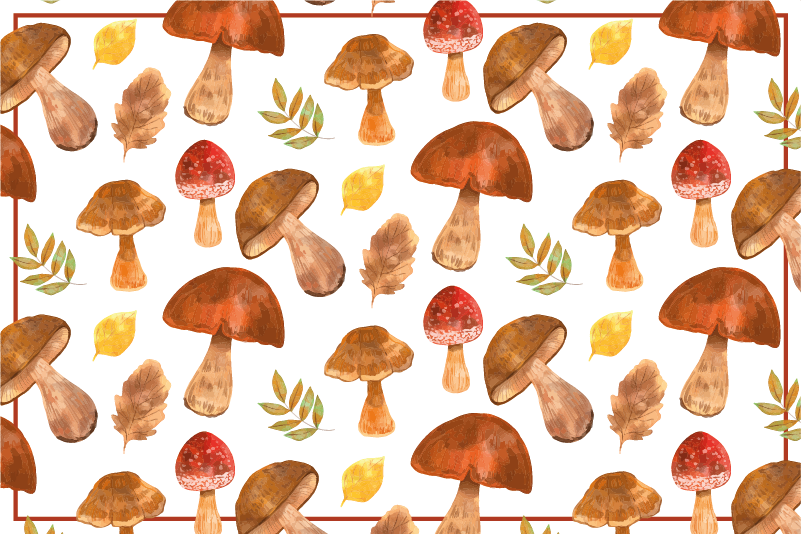 Mushroom & Leaf nature rug - TenStickers