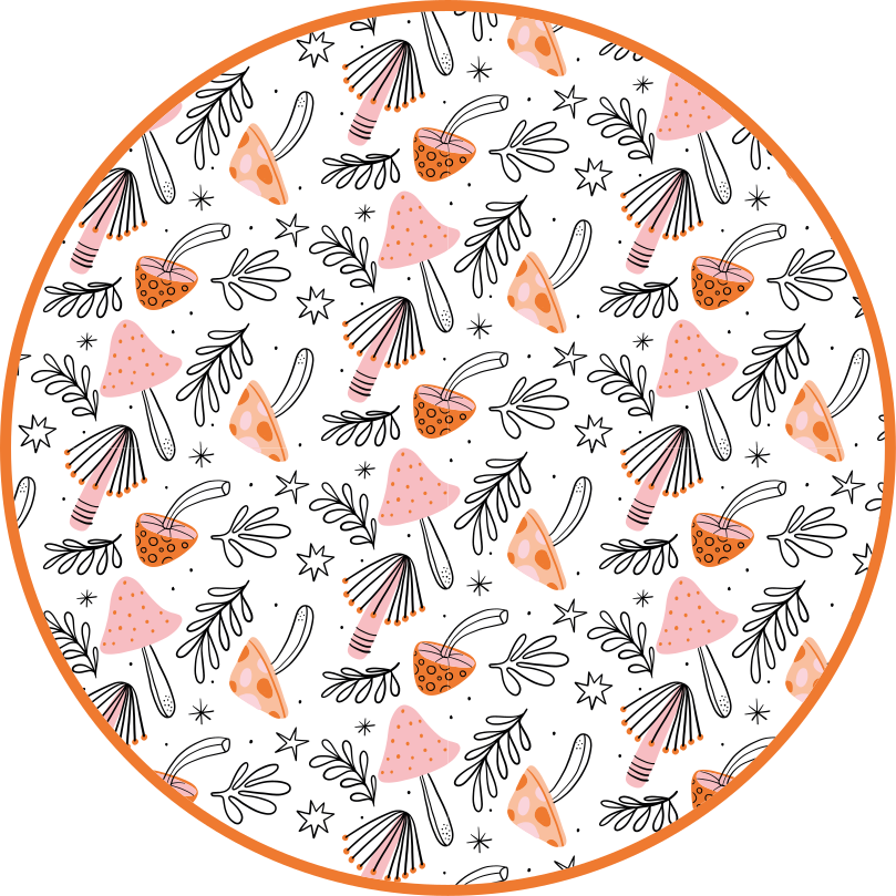 Nordic mushroom motif floral rug - TenStickers