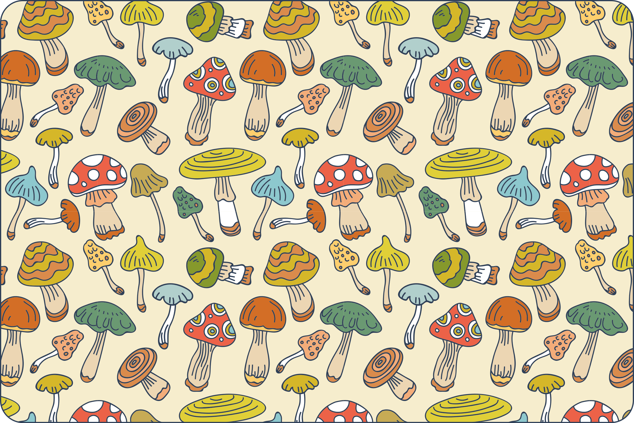 Lively Mushroom Illustration kitchen vinyl mat - TenStickers