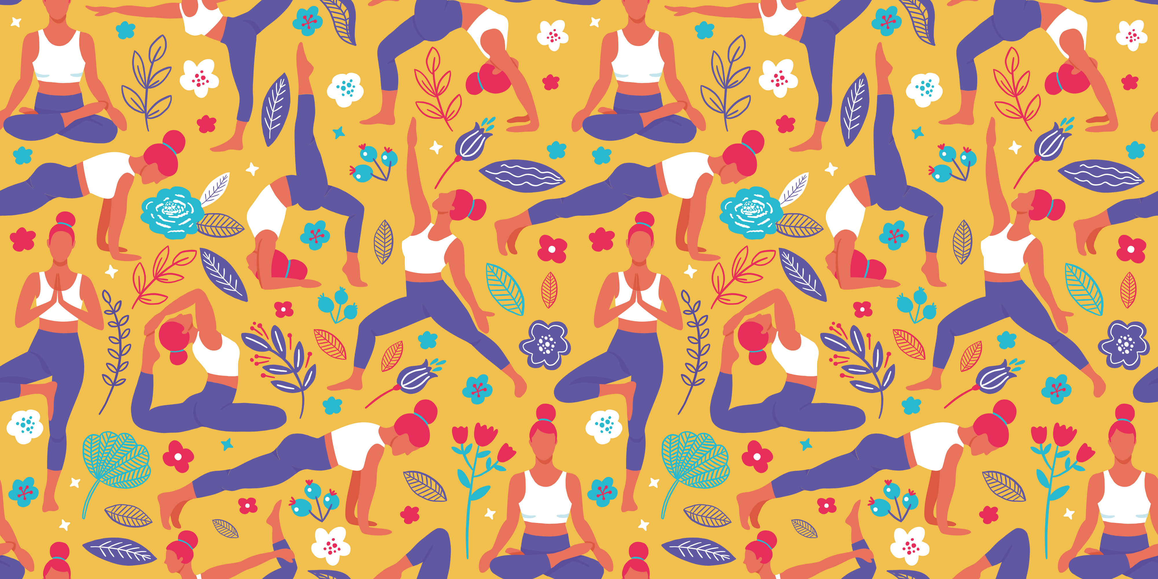 Vibrant Yoga Motifs teenage bedroom rug - TenStickers