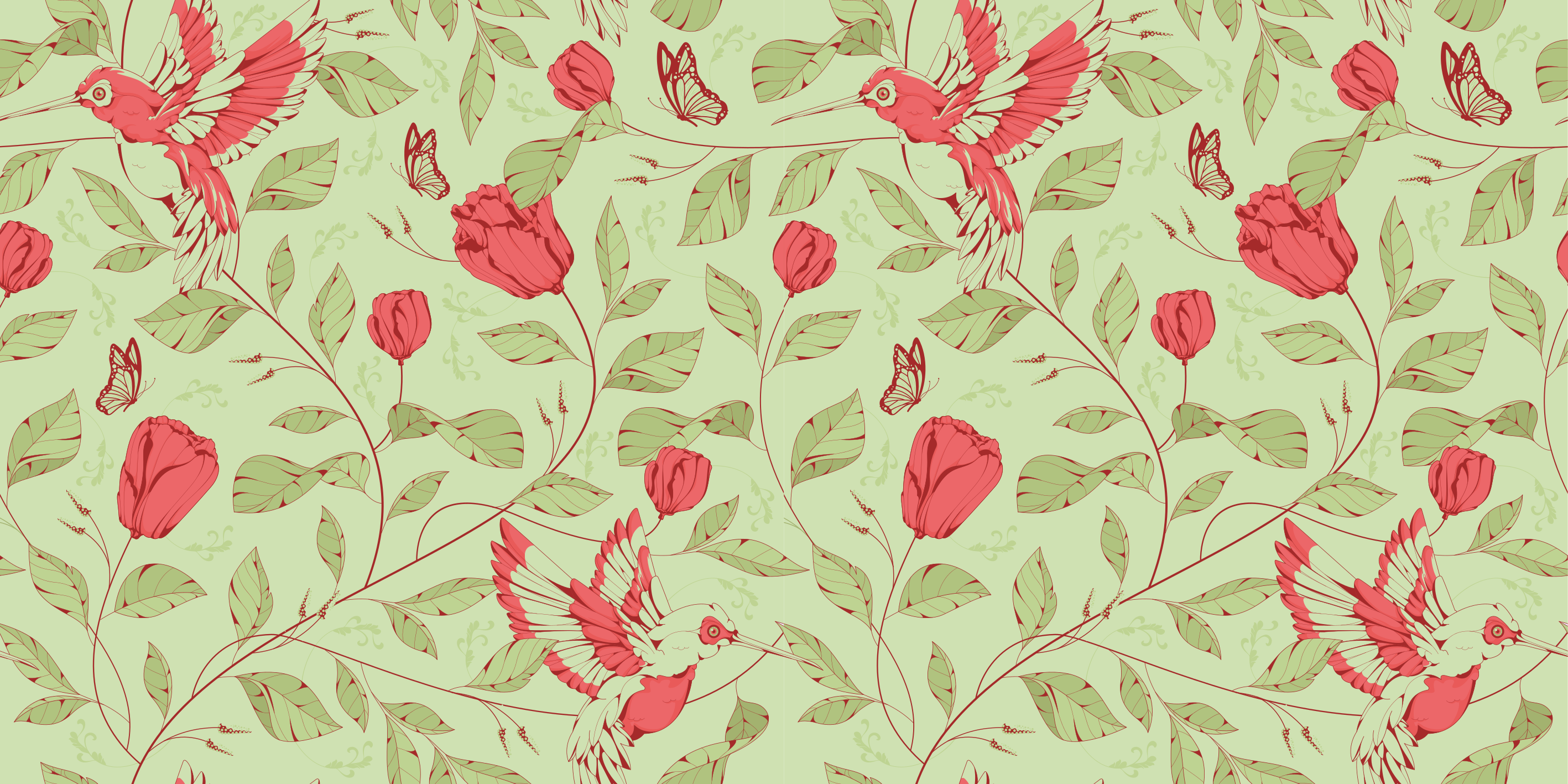 Hummingbird Floral Pattern entrance hall rug - TenStickers
