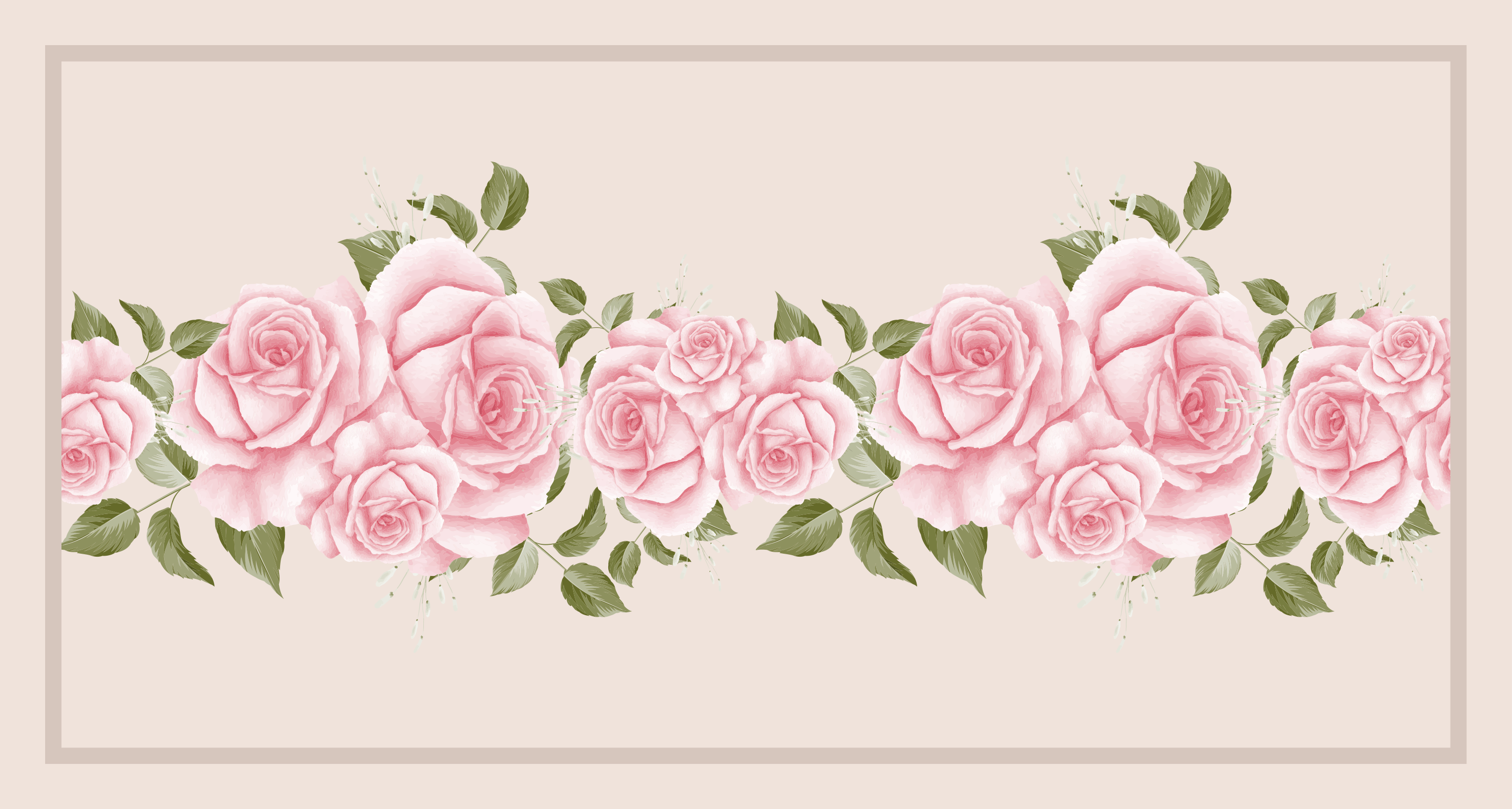 PINK ROSE BORDER floral rug - TenStickers