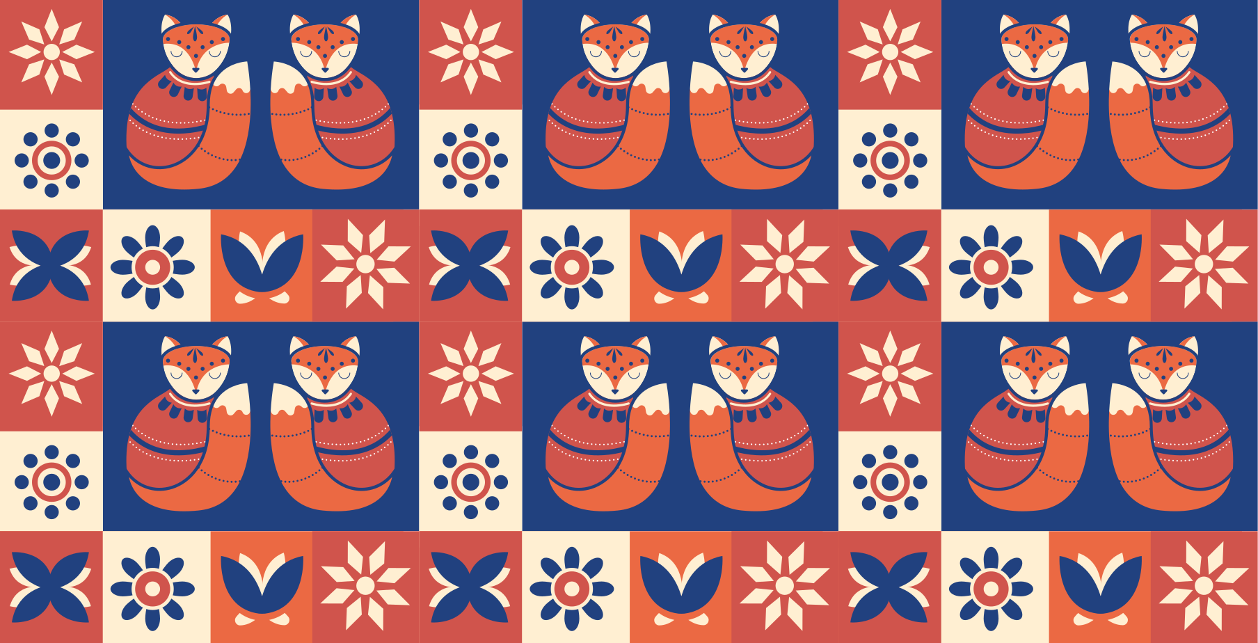 Colourful Fox Patterns kids rug - TenStickers