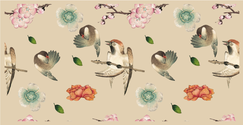 Birds and flowers animal mat - TenStickers