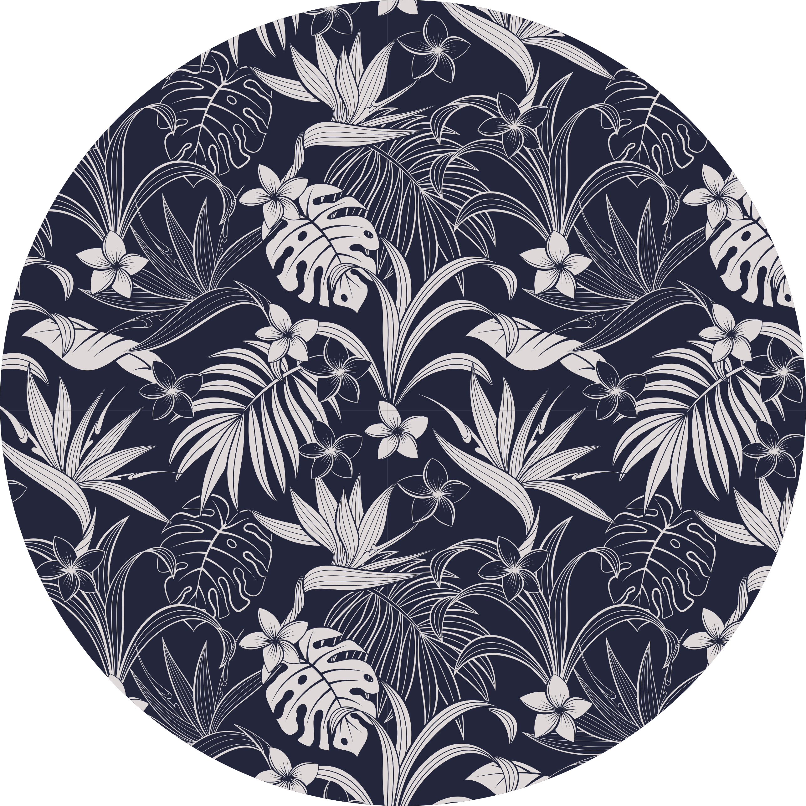Gray tropical Hamptons pattern floral rug - TenStickers