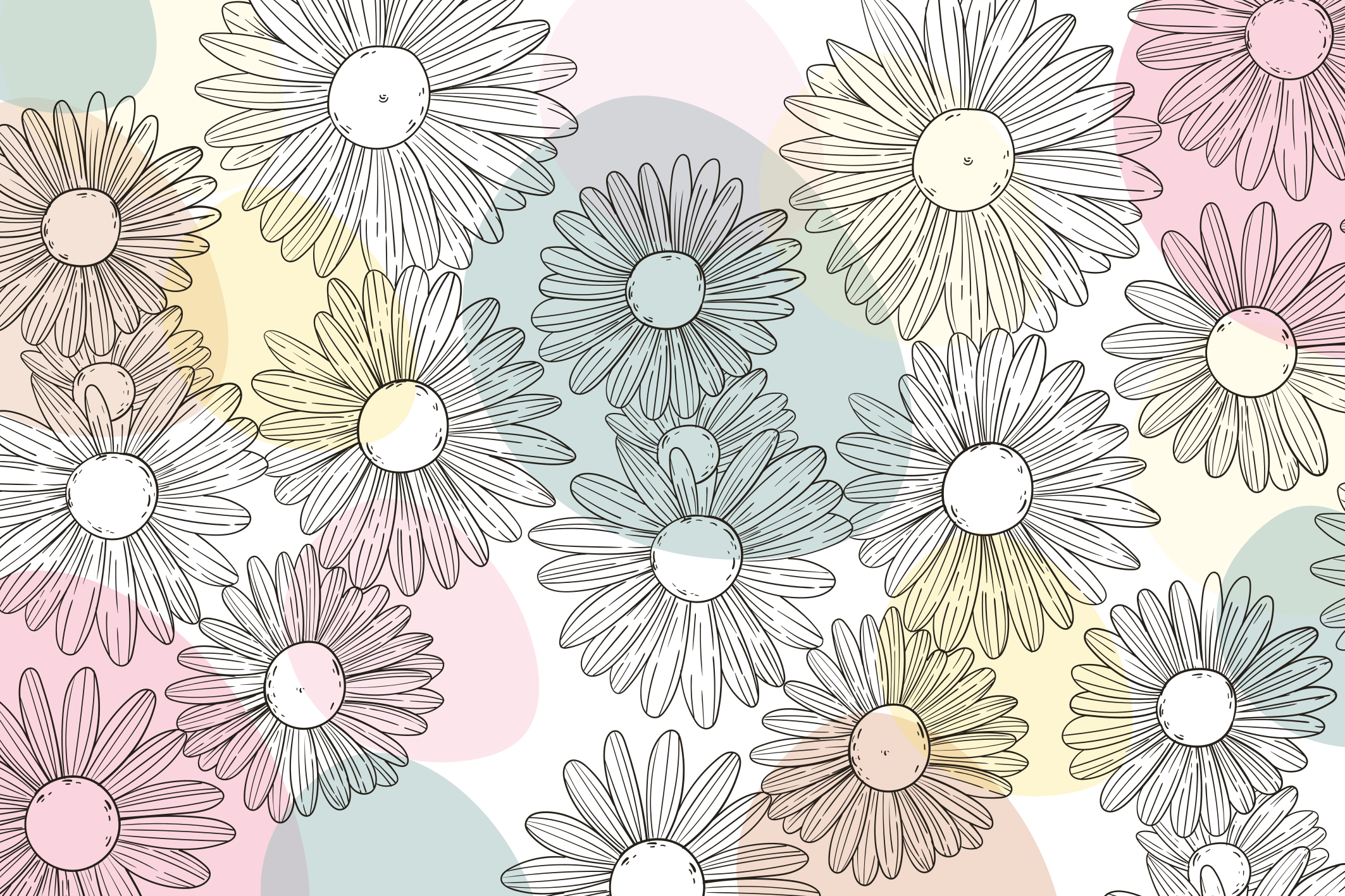 Aquarella daisy design floral rug - TenStickers