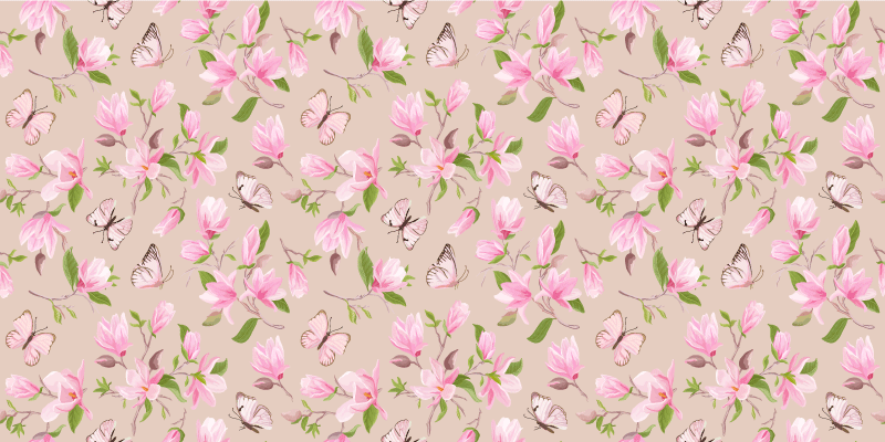 Blossoming Butterfly Theme floral rug - TenStickers