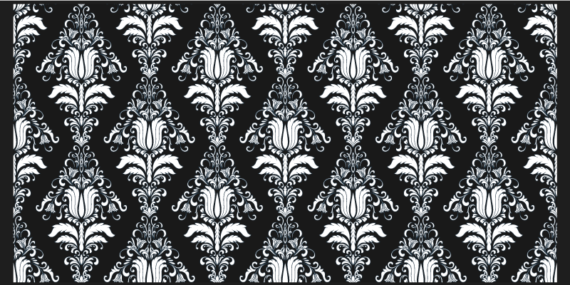 French Provincial black  floral rug - TenStickers