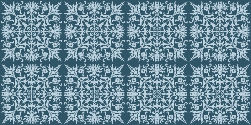 Floral Pattern Blueprint tile carpet - TenStickers