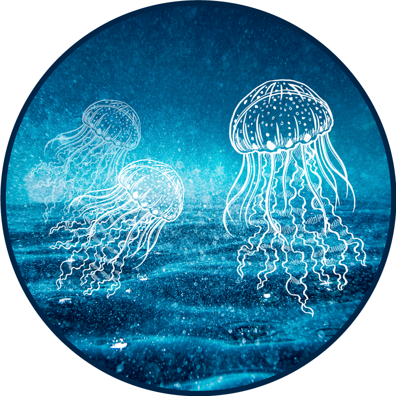 Jellyfish Ocean Scene animal mat - TenStickers