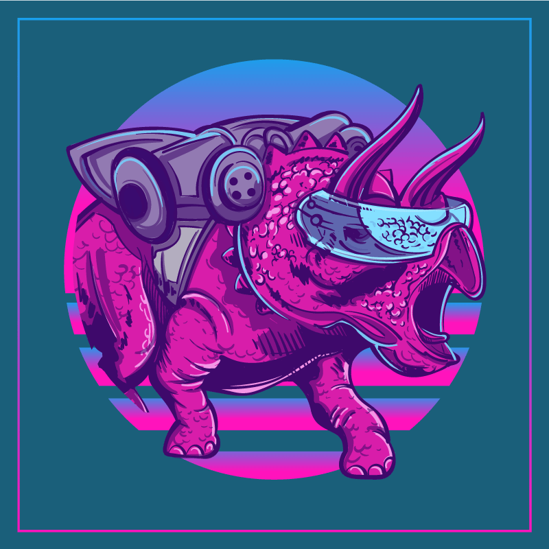 Cybernetic Rhino Illustration animal mat - TenStickers