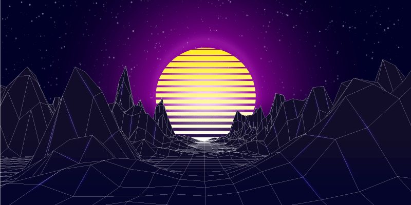 Retro Futuristic Landscape modern rug - TenStickers