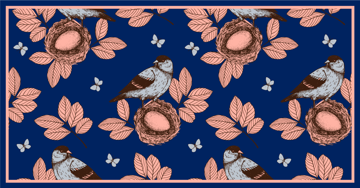 Bird Nest Botanical Motif animal mat - TenStickers