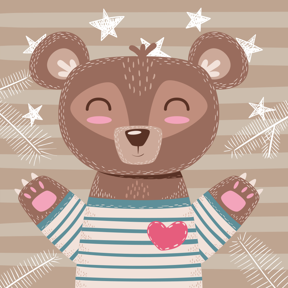 Adorable Bear Illustration nursery rug - TenStickers