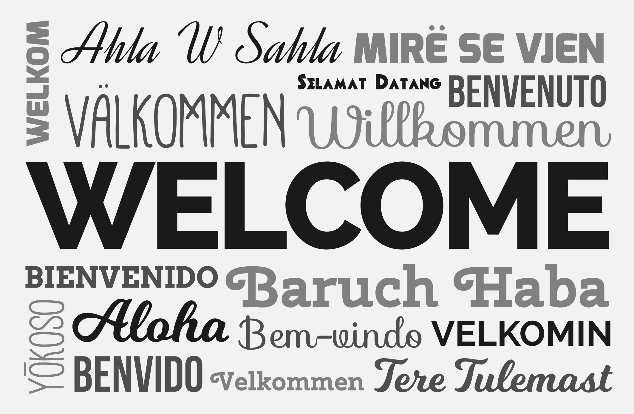 Multilingual Welcome Design entrance hall rug - TenStickers