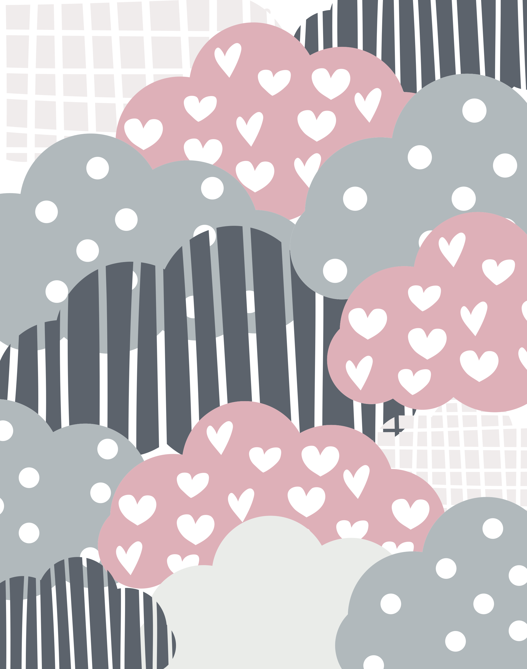 Nordic pink and gray clouds baby play mat - TenStickers
