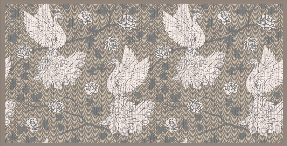 Crane Garden Scene animal mat - TenStickers