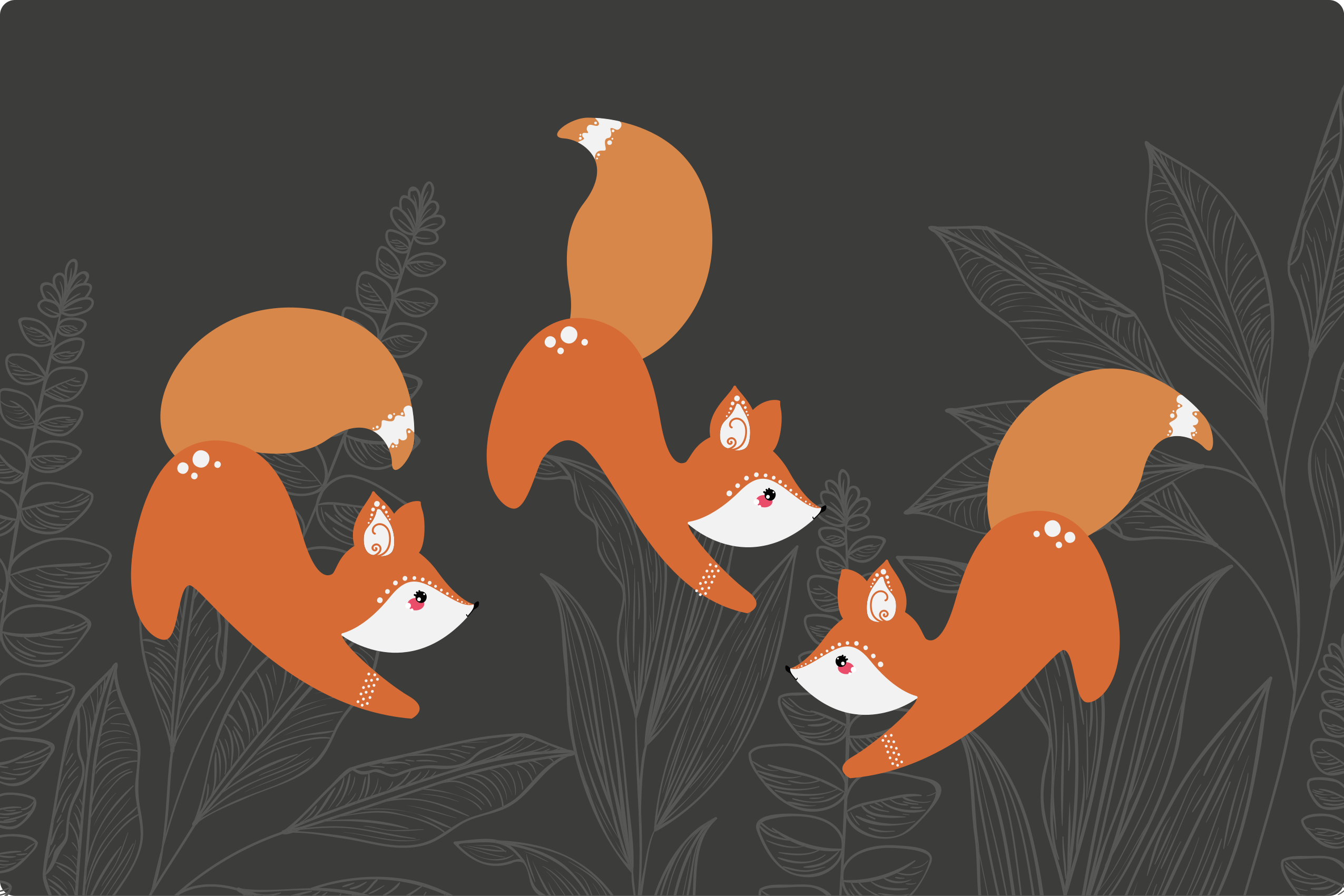Playful Foxes Pattern animal mat - TenStickers