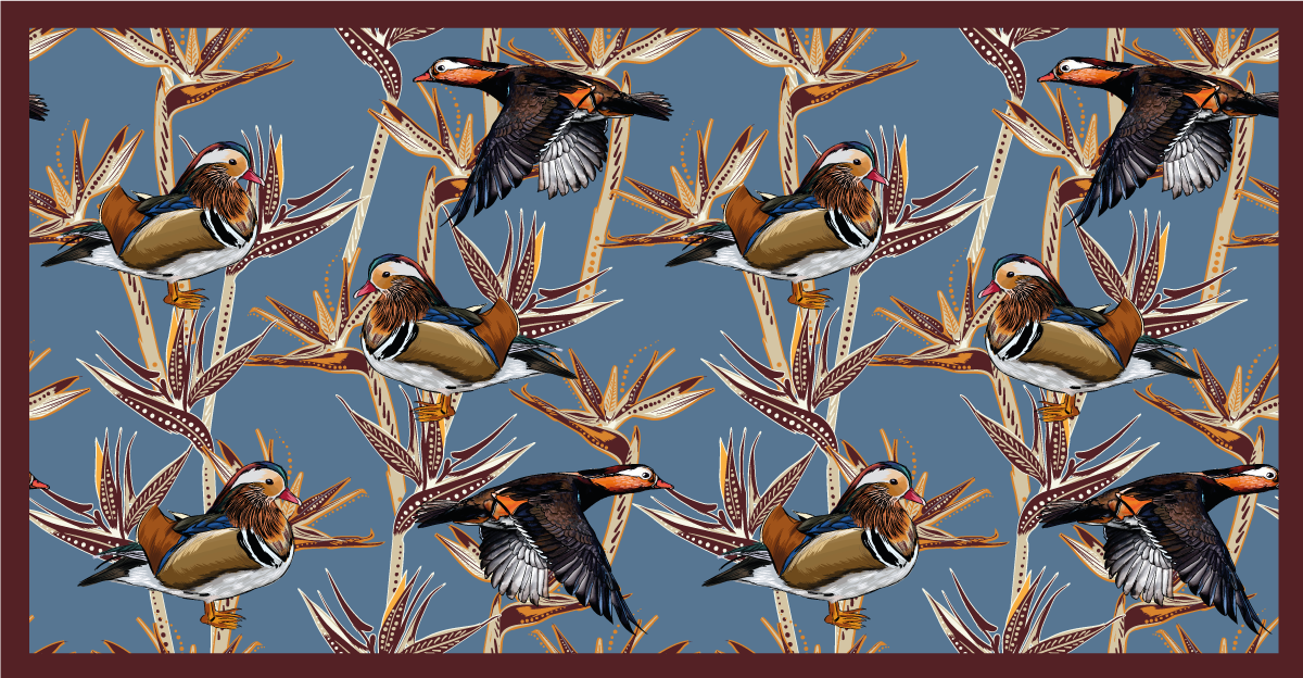 Mandarin Duck Pattern animal mat - TenStickers