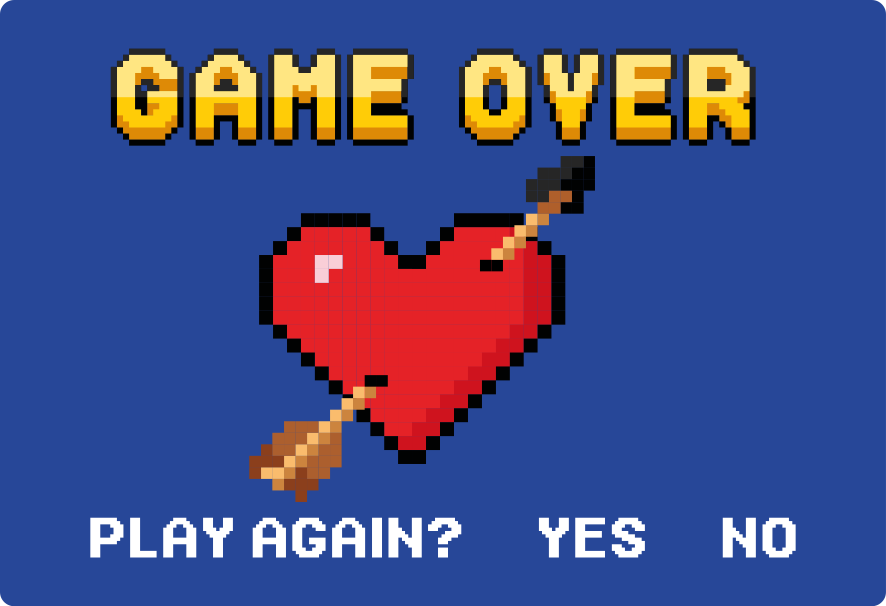 Pixelated Heart Game Over quote rug - TenStickers