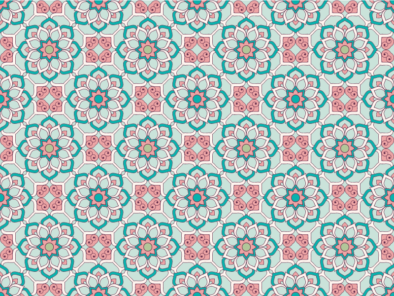 Tile Effect Pattern Overlay floral rug - TenStickers