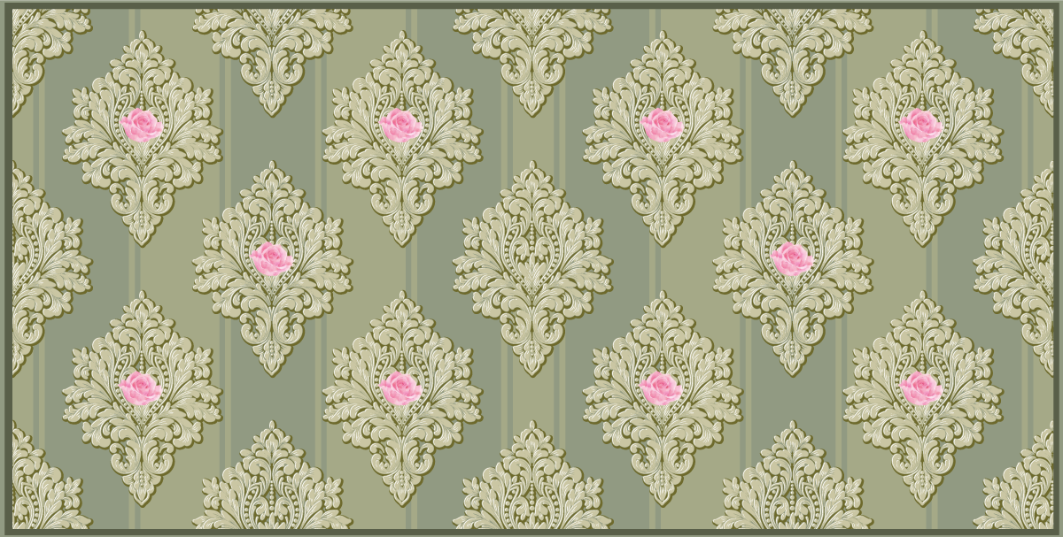 French green vintage pattern rug - TenStickers