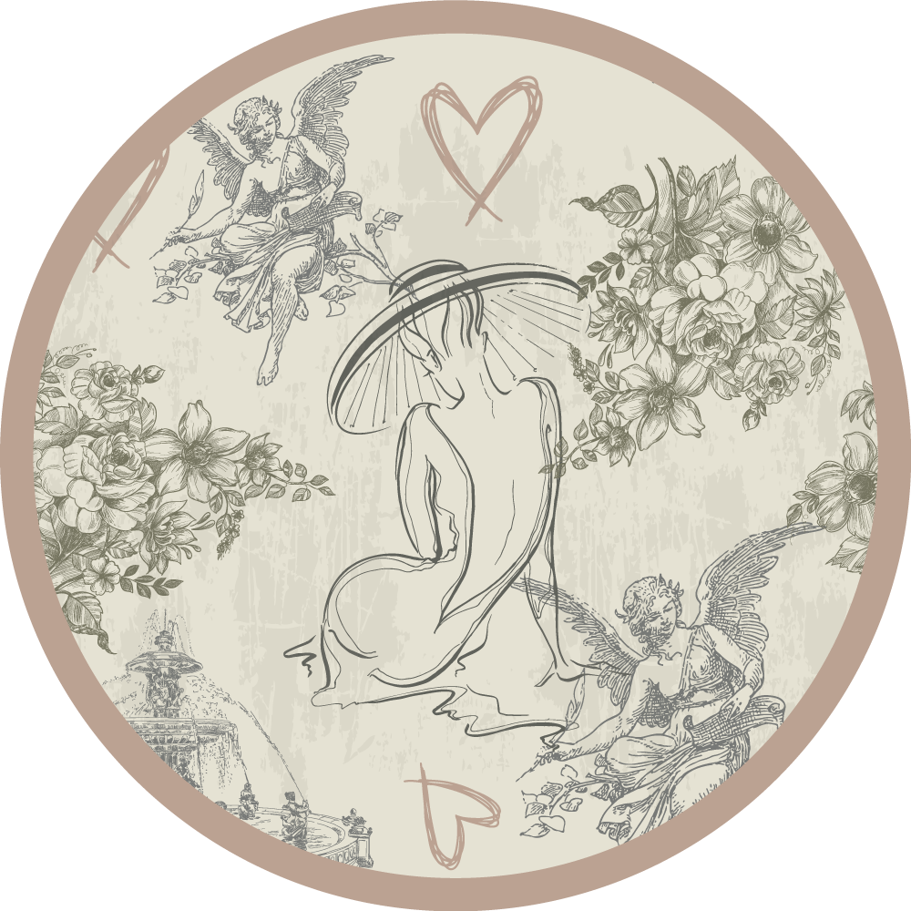 Round Celestial Floral Element circular rug - TenStickers