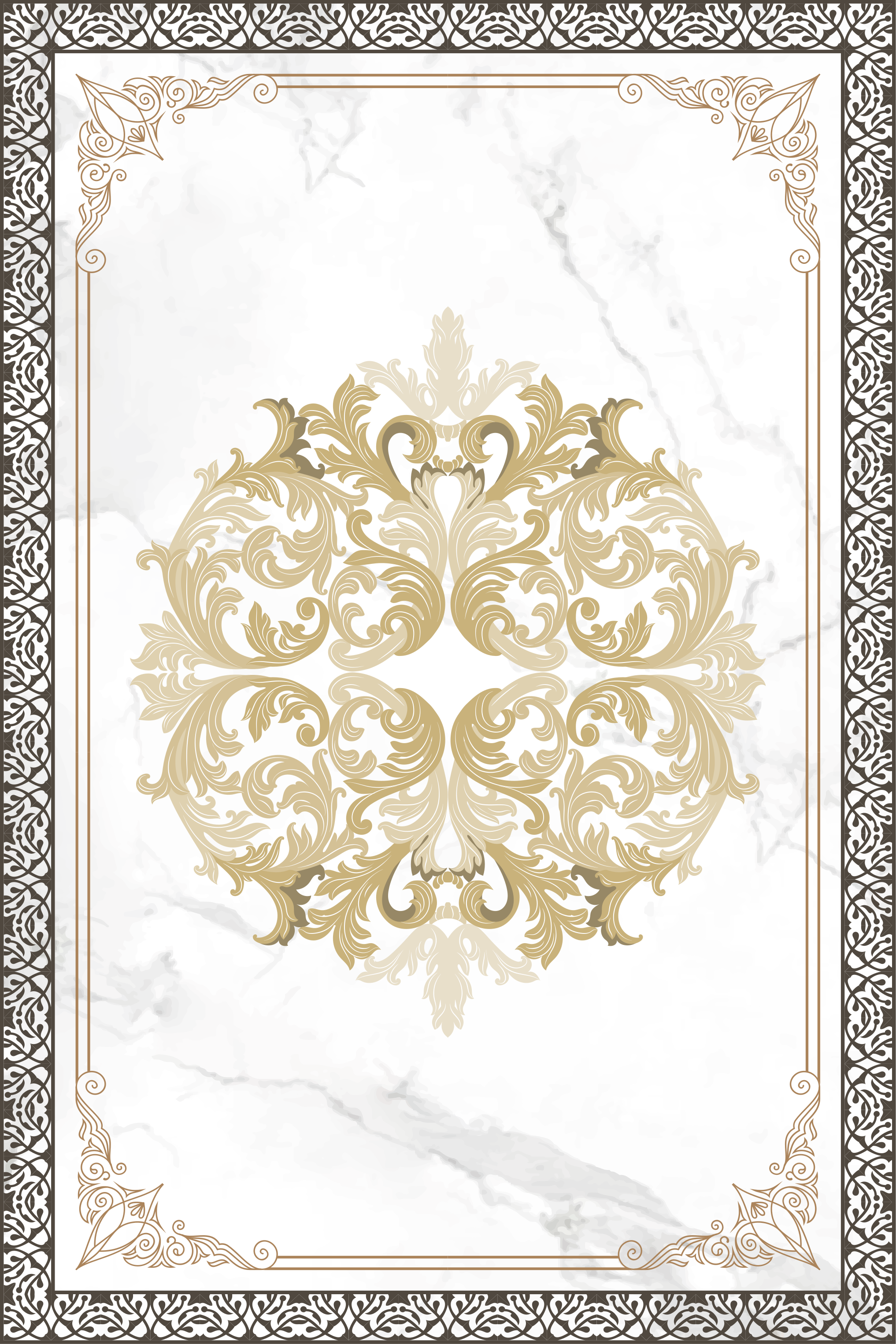 Elegant Gold Flourish marble rug - TenStickers