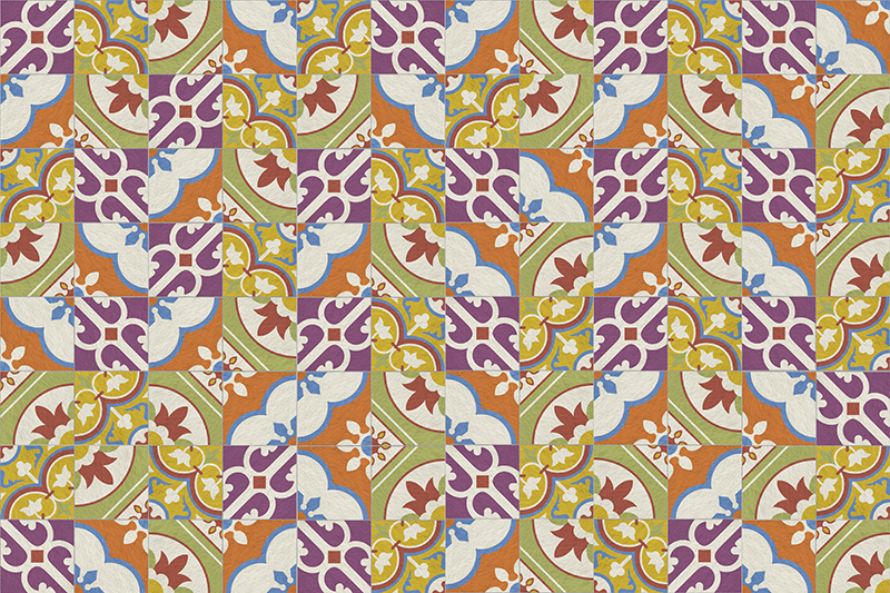 Ornamental pattern tiles vintage rug - TenStickers