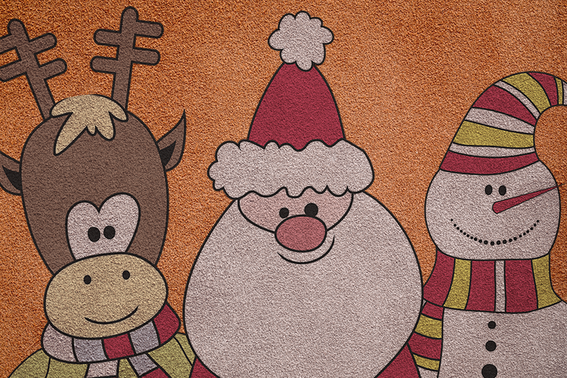Reindeer Santa and snow man Christmas rug - TenStickers