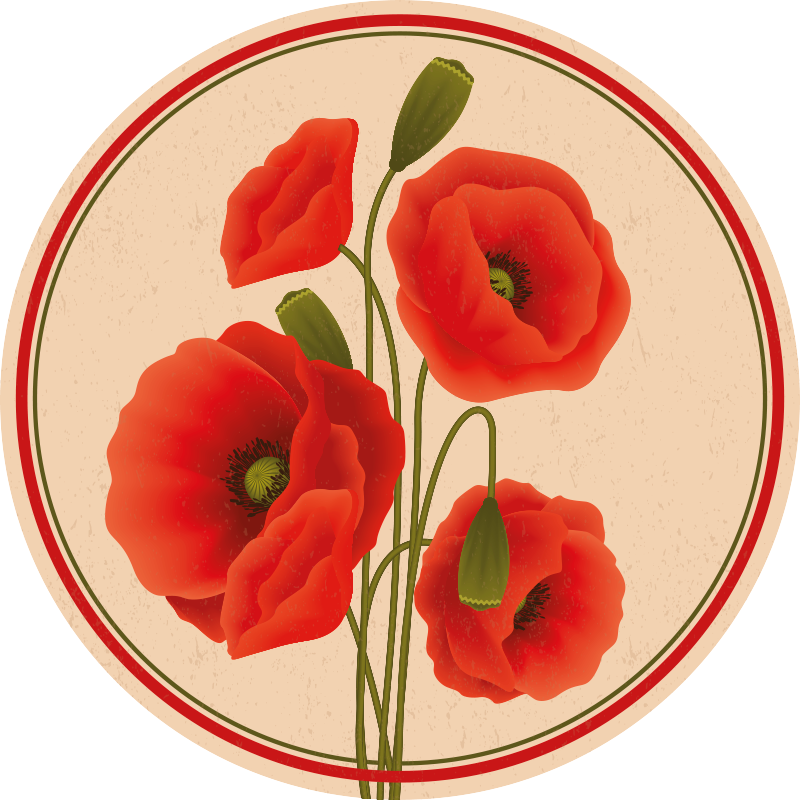 Red poppies floral  vinyl floor rug - TenStickers