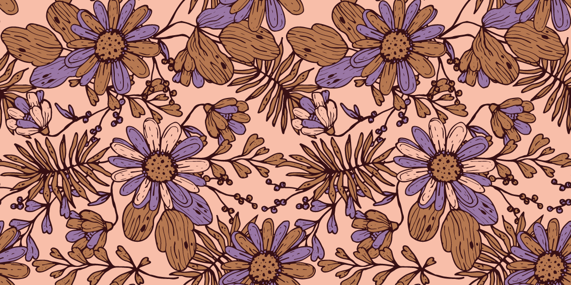 Botanical Floral Pattern flower rug - TenStickers