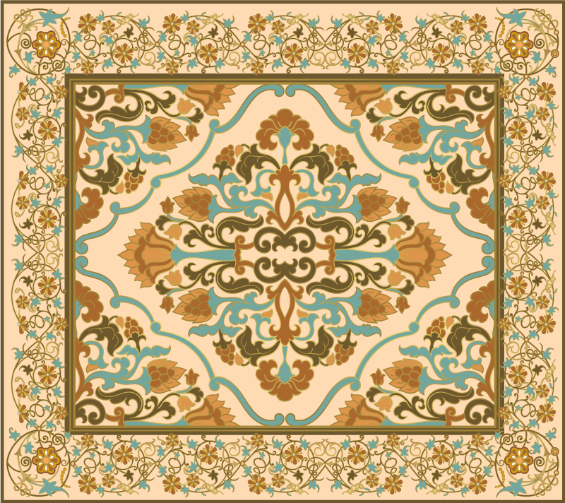 Mandala beige design dining room rug - TenStickers