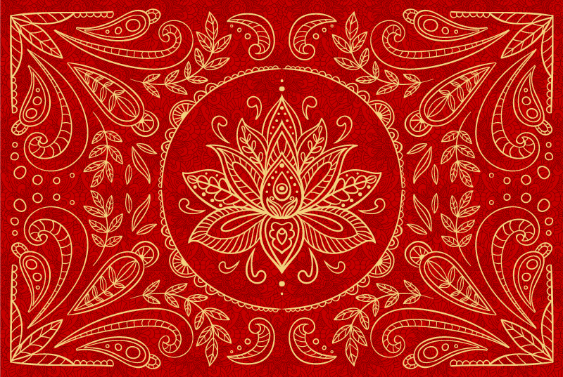 Vintage mandala design red rug - TenStickers