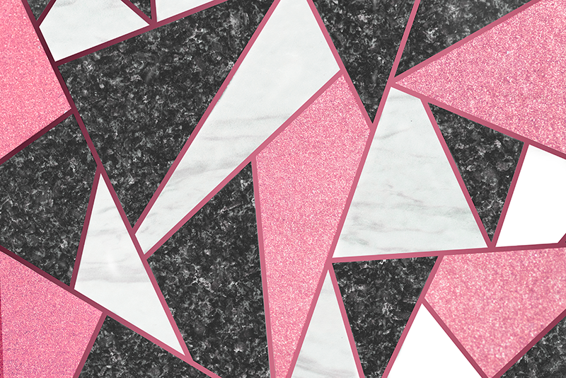 Pink & grey geometric shapes marble rug - TenStickers