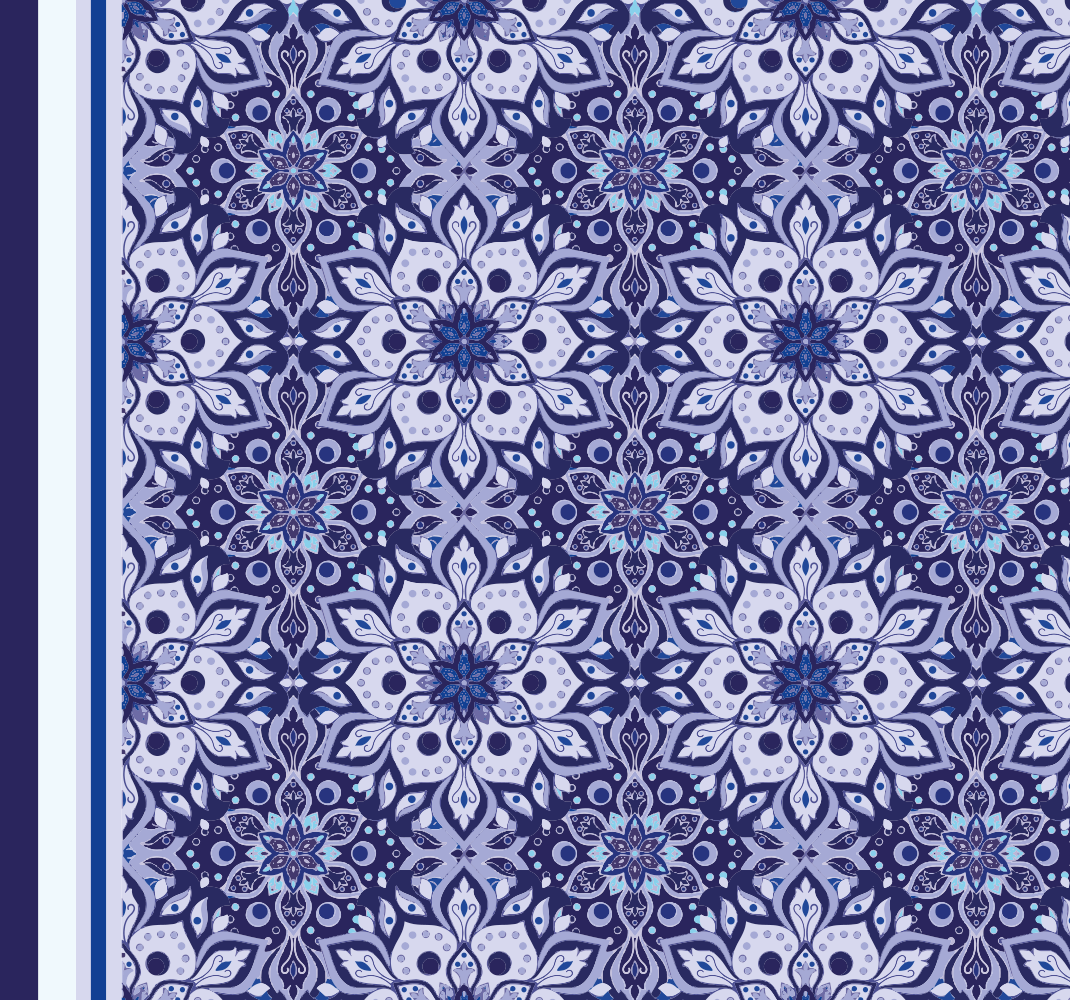 Vintage floral design blue rug - TenStickers