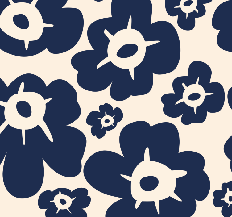 Dark blue poppy flower wallpaper - TenStickers