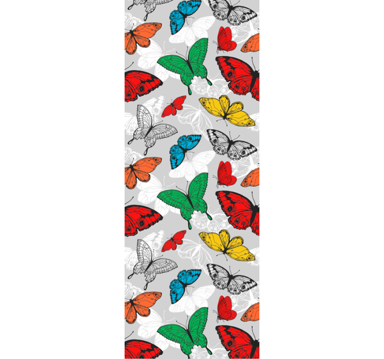 Colorful pattern on gray background butterfly wallpaper - TenStickers