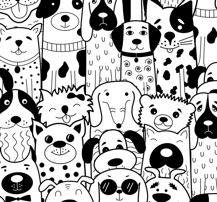 Dogs Pattern Animal Wallpaper - TenStickers