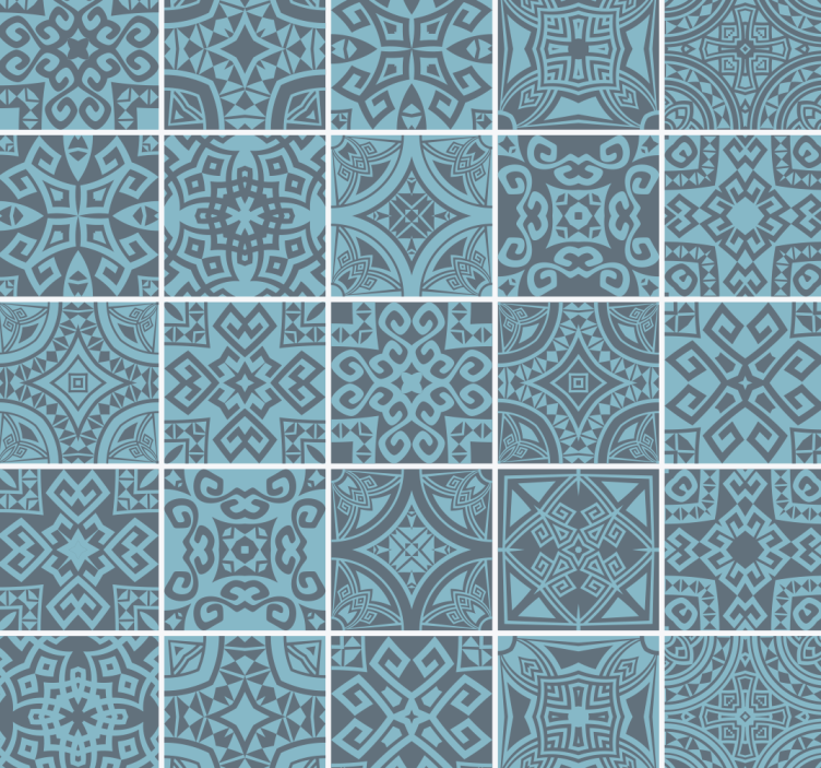 Greek Tiles Ornamental Wallpaper - TenStickers