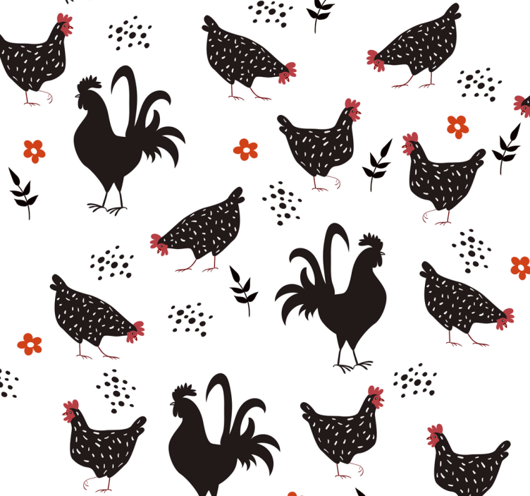 Rustic Poultry Pattern animal wallpaper - TenStickers