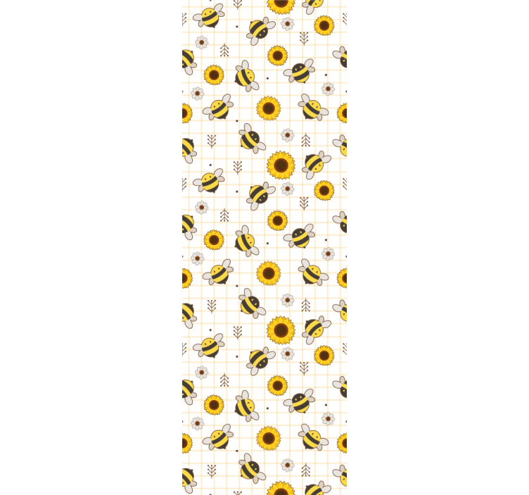 Bees Sunflowers Pattern animal wallpaper - TenStickers