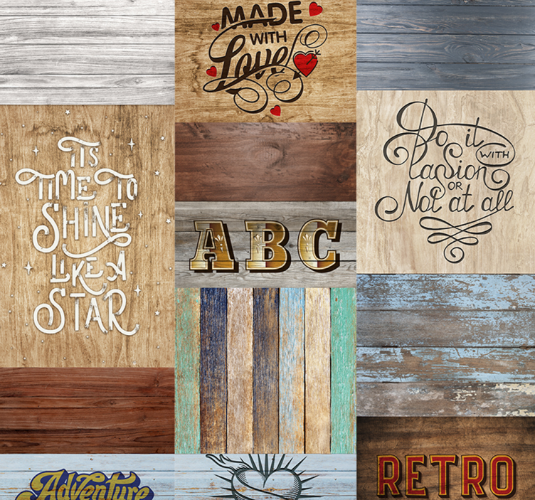 Inspirational Wooden Lettering Style wood effect  wallpaper - TenStickers