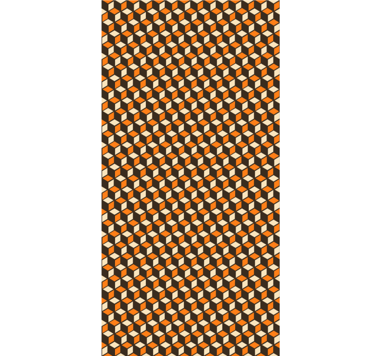 Cubical 3D orange pattern geometric wallpaper - TenStickers